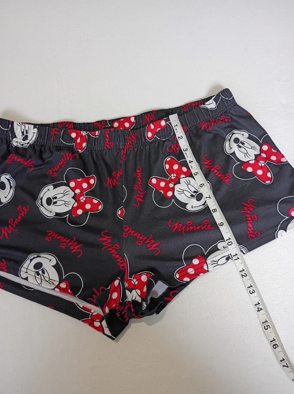 Disney Minnie Mouse Black Red White Polka Dot Bow Pajama Shorts Size XL - Picture 3 of 5